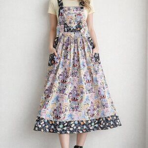 Dee's Designs Handmade Parisian  CAfe Print Pinafore Dress S